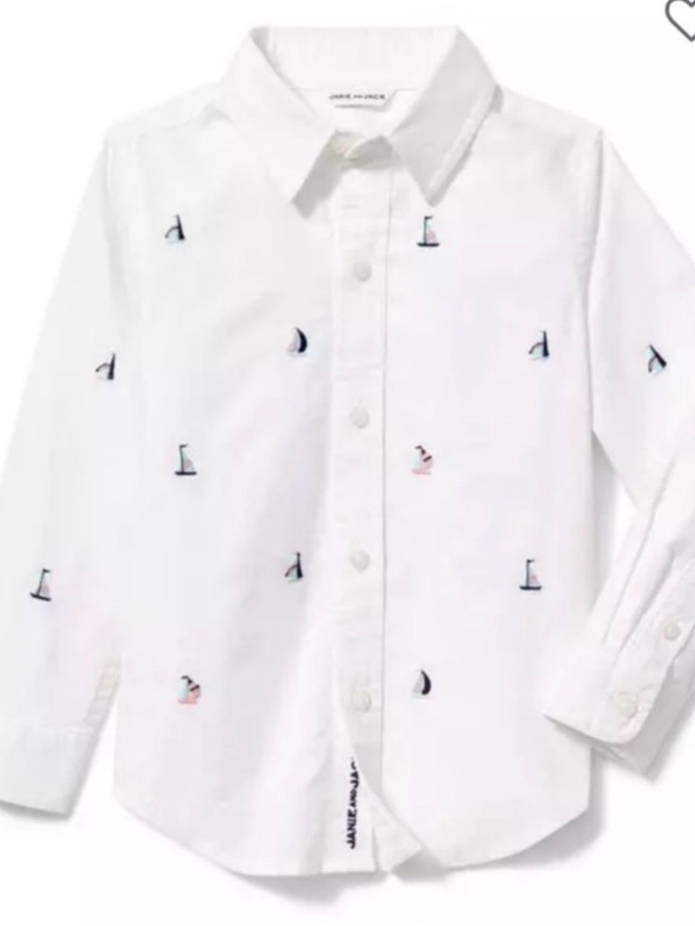 NWT Janie and Jack White Shirt with sailboats Embroidery and 2 pairs of socks